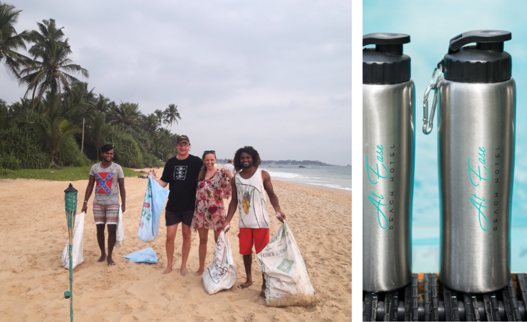 Cleaning the beach in Hikkaduwa - Eco Friendly measures to protect the beach from pollution 