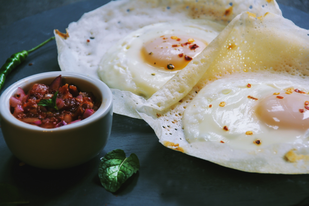 Sri Lankan Hoppers with Lunu Miris
