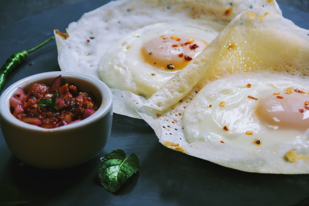 Sri Lankan Hoppers with Lunu Miris 